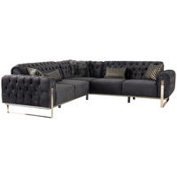 ECKSOFA Schwarz Samt  - Goldfarben/Schwarz, Design, Textil (260/260cm) - Livetastic