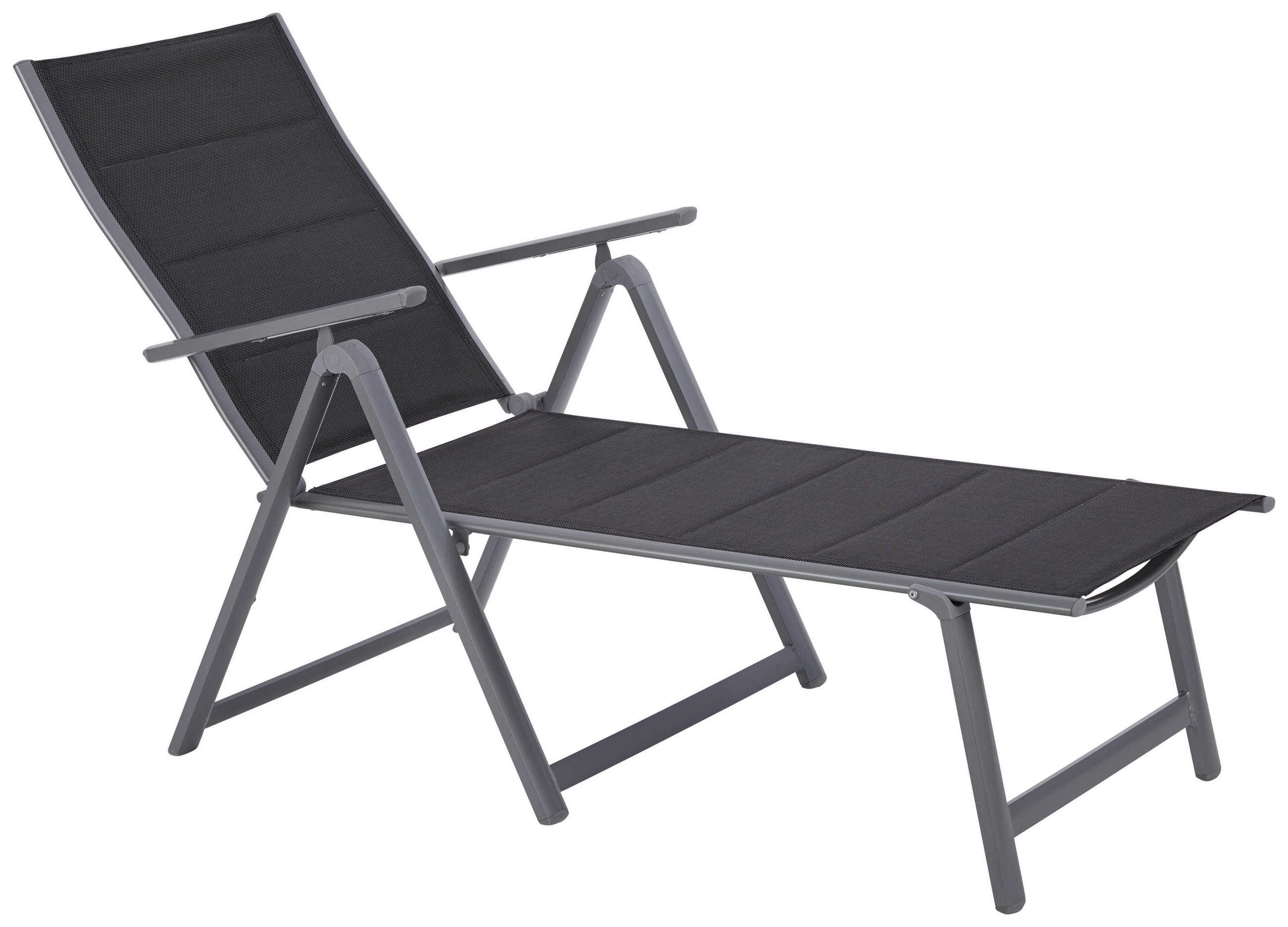 VRTNI LEŽALNIK aluminij sijoče srebrne barve, temno siva  - srebrne barve/temno siva, Basics, kovina/tekstil (140/105/70cm) - Ambia Garden