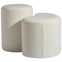 POUF Bouclé Weiß 56.5/35/40/50/36.5/35 cm  - Weiß, Design, Holzwerkstoff/Textil (56.5/35/40/50/36.5/35cm) - MID.YOU