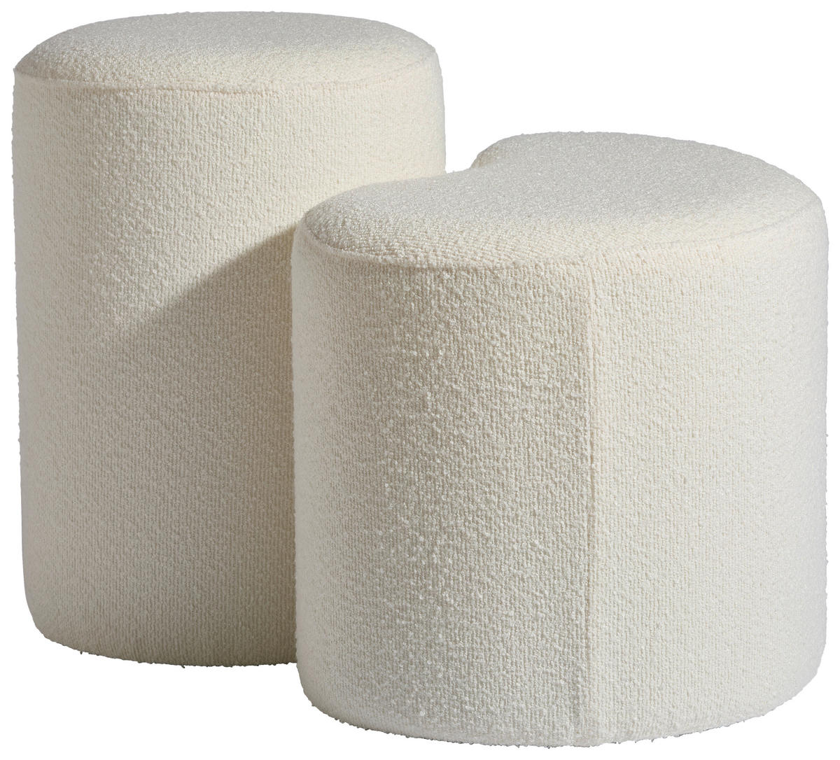 POUF Bouclé Weiß 56.5/35/40/50/36.5/35 cm  - Weiß, Design, Holzwerkstoff/Textil (56.5/35/40/50/36.5/35cm) - MID.YOU