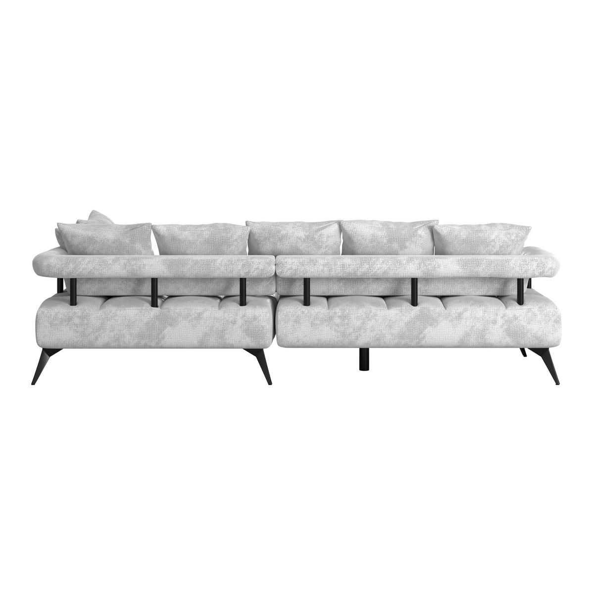 ECKSOFA VANESSA Hellgrau Flachgewebe  - Hellgrau/Schwarz, MODERN, Kunststoff/Textil (297/200cm) - Livetastic