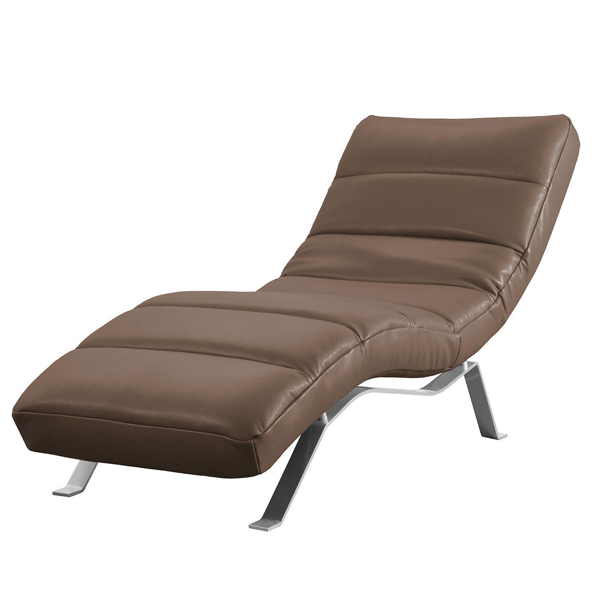 RELAXLIEGE in Echtleder Dunkelbraun  - Dunkelbraun/Silberfarben, Design, Leder/Metall (65/65-95/171cm) - Livetastic