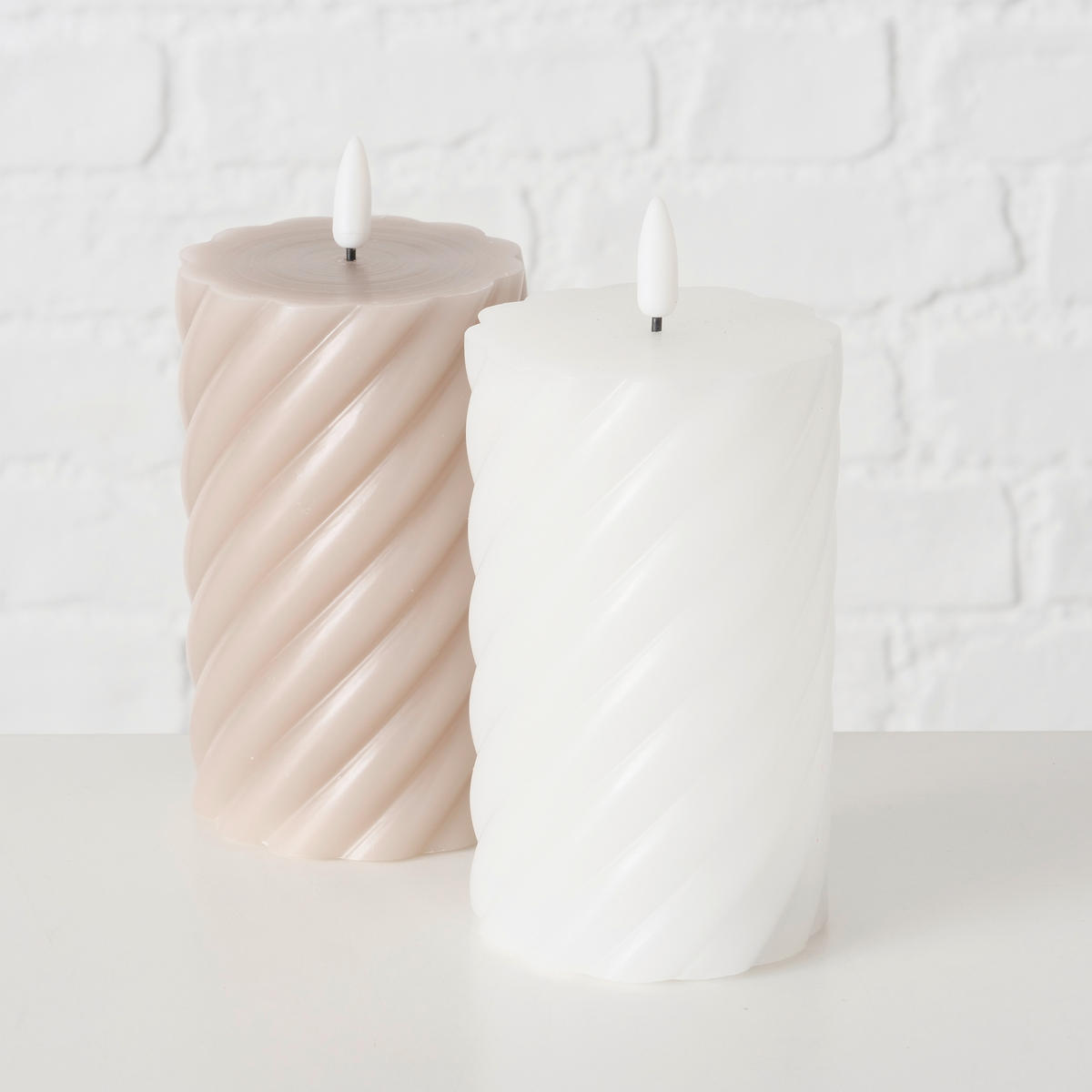 LUMÂNARE CU LED 7,5/12,5 cm  - alb/bej, materiale naturale (7,5/12,5cm)