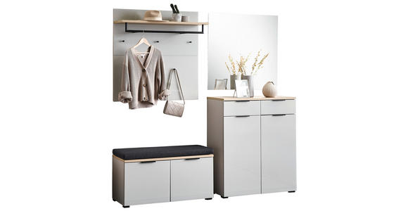 GARDEROBE 5-teilig in 200/197/40 cm - Kaschmir/Eichefarben, Design, Glas/Holzwerkstoff (200/197/40cm) - Voleo