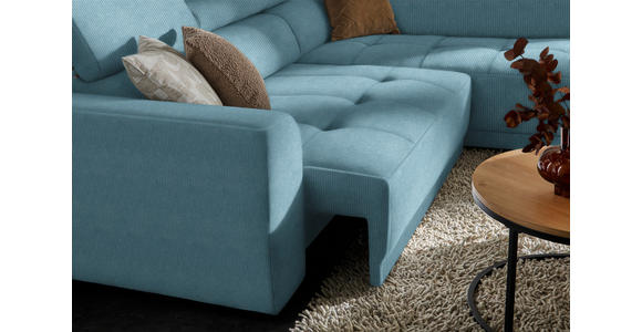 ECKSOFA in Feincord Türkis 284/205 cm - Türkis/Schwarz, Design, Kunststoff/Textil (284/205cm) - Xora