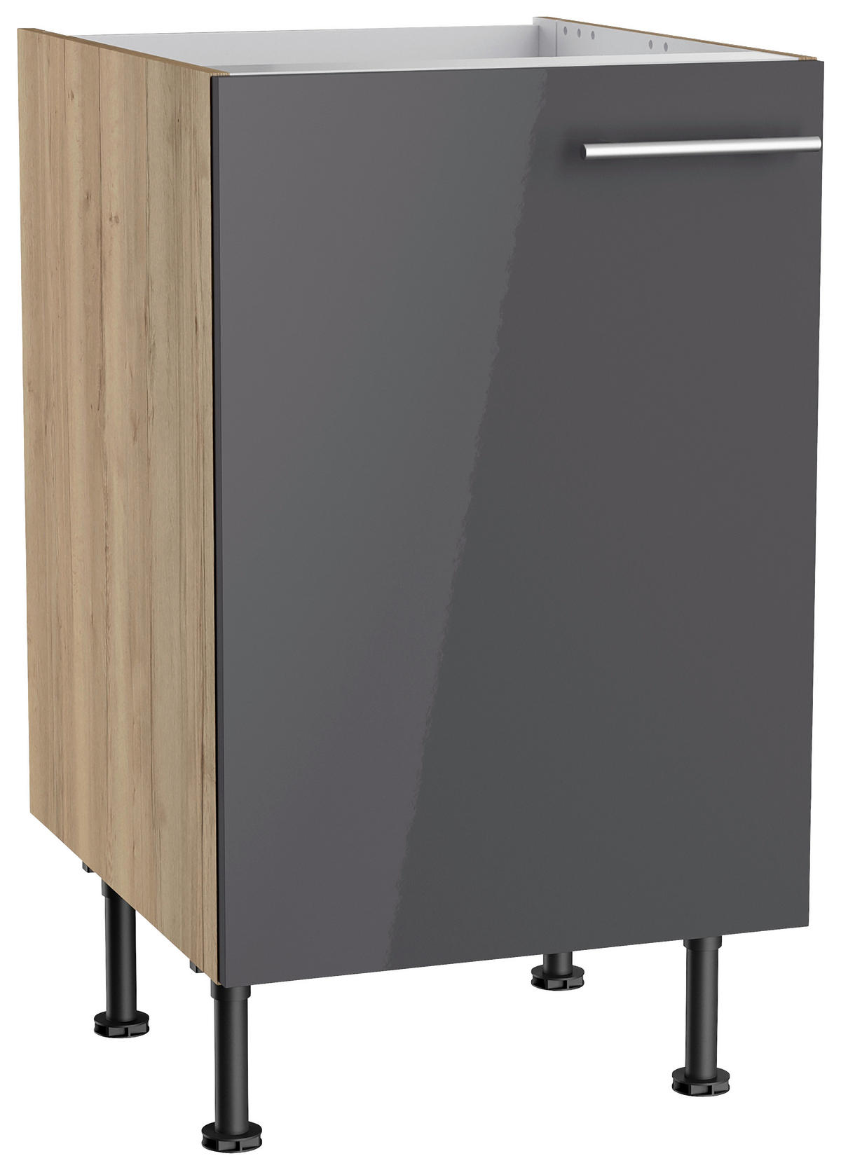 KÜCHENLEERBLOCK 210 cm   in Anthrazit, Eichefarben  - Edelstahlfarben/Eichefarben, Basics, Holzwerkstoff/Metall (210cm) - Optifit