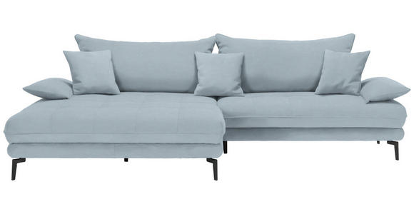 ECKSOFA in Flachgewebe Hellblau  - Schwarz/Hellblau, MODERN, Textil/Metall (173/297cm) - Carryhome