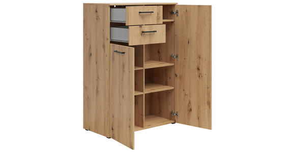 KOMMODE 80/115/40 cm in Eiche Artisan - Anthrazit/Schwarz, MODERN, Holzwerkstoff/Kunststoff (80/115/40cm) - Carryhome