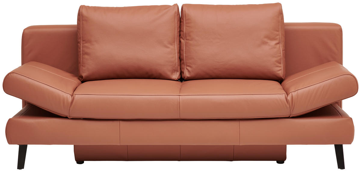 SCHLAFSOFA in Echtleder Braun  - Schwarz/Braun, Design, Leder/Metall (200/85/90cm) - Novel