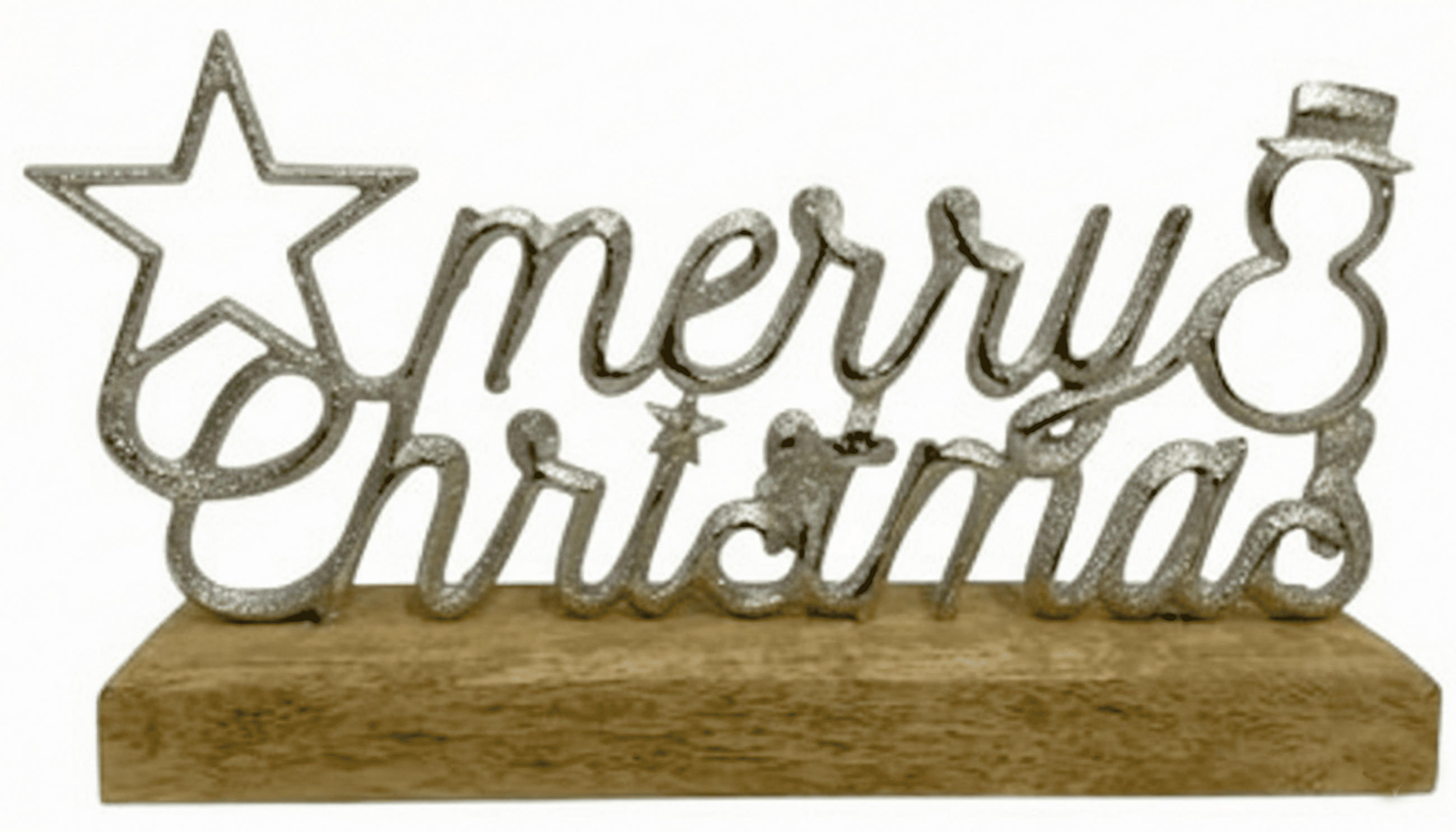 DEKOSCHRIFTZUG - Silberfarben/Braun, Lifestyle, Holz/Metall (23,5/12,5/5cm) - X-Mas