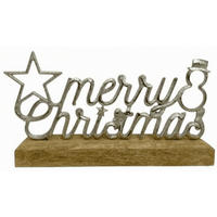 DEKOSCHRIFTZUG - Silberfarben/Braun, Lifestyle, Holz/Metall (23,5/12,5/5cm) - X-Mas