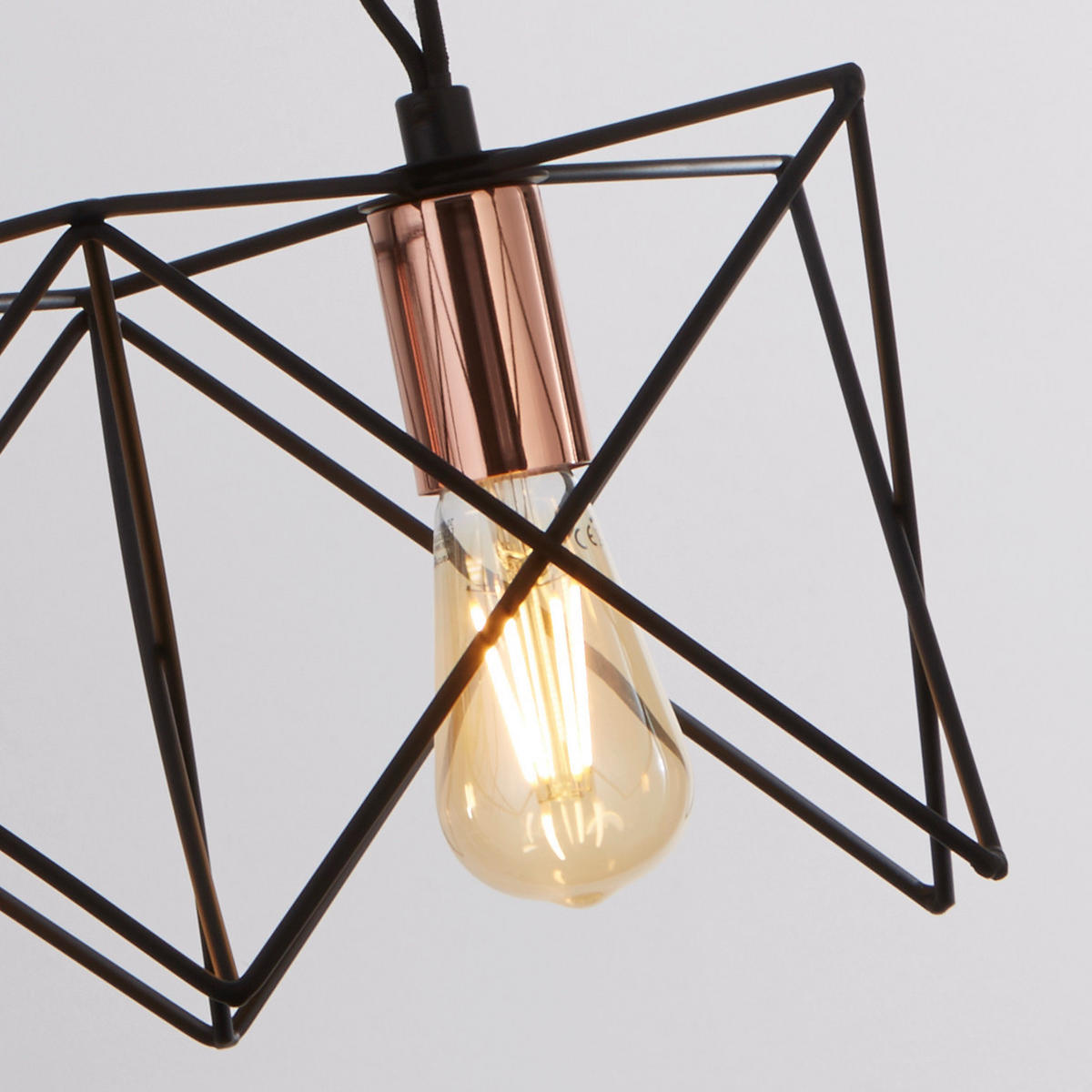 HÄNGELEUCHTE Anthea 110/19/145 cm   - Schwarz/Kupferfarben, Design, Metall (110/19/145cm) - Searchlight