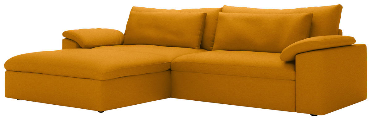ECKSOFA Flachgewebe Currygelb  - Currygelb/Schwarz, Modern, Kunststoff/Textil (198/306cm) - Carryhome