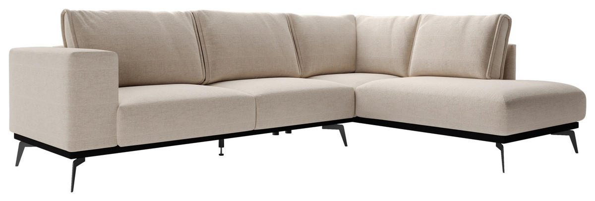 ECKSOFA in beflockt Beige  - Beige/Schwarz, Design, Holz/Textil (293/200cm) - MID.YOU
