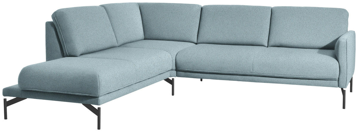 ECKSOFA in Flachgewebe, Struktur Hellblau  - Anthrazit/Hellblau, Design, Textil/Metall (230/254cm) - Johann Jakob