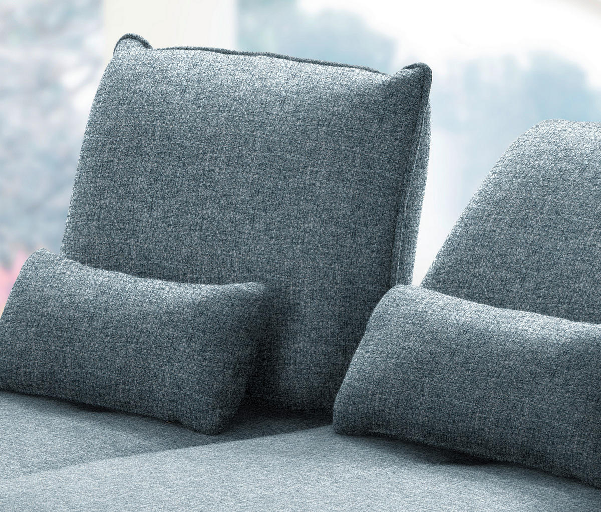 ECKSOFA in Flachgewebe Blau  - Blau/Schwarz, Design, Textil/Metall (191/301cm) - Moderano