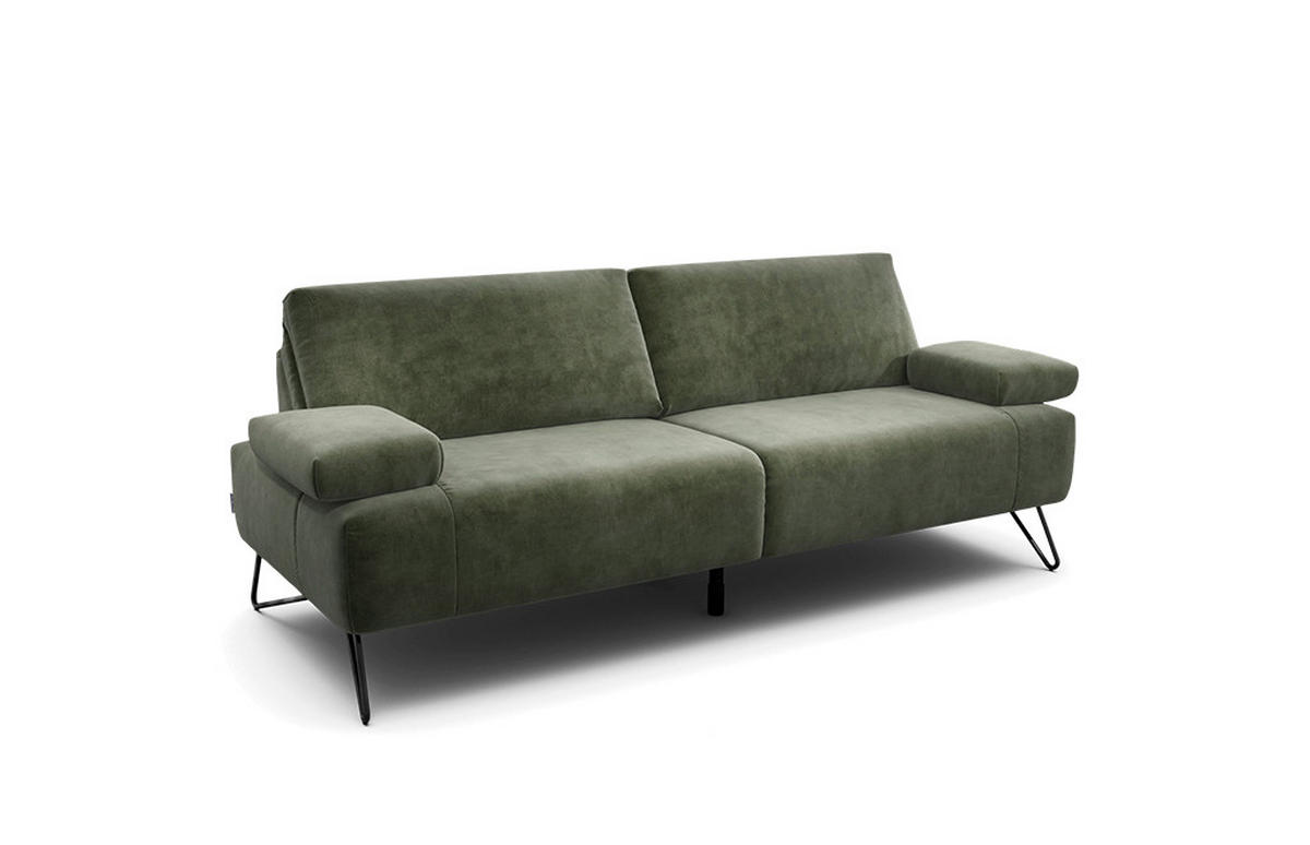 2,5-SITZER Samt Waldgrün  - Waldgrün/Schwarz, Design, Textil/Metall (204-234/85/86-94cm) - SENSOO