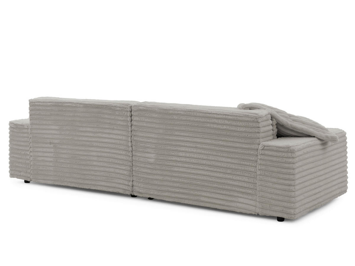 ECKSOFA Cord Grau  - Schwarz/Grau, Design, Kunststoff/Textil (251/142cm) - P & B