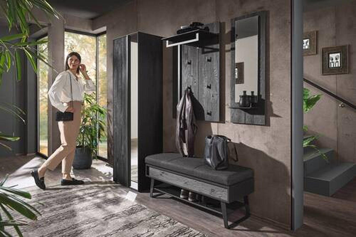 GARDEROBE 4-teilig  in 201/196/41 cm  - Anthrazit, Design, Glas/Holz (201/196/41cm) - Johann Jakob