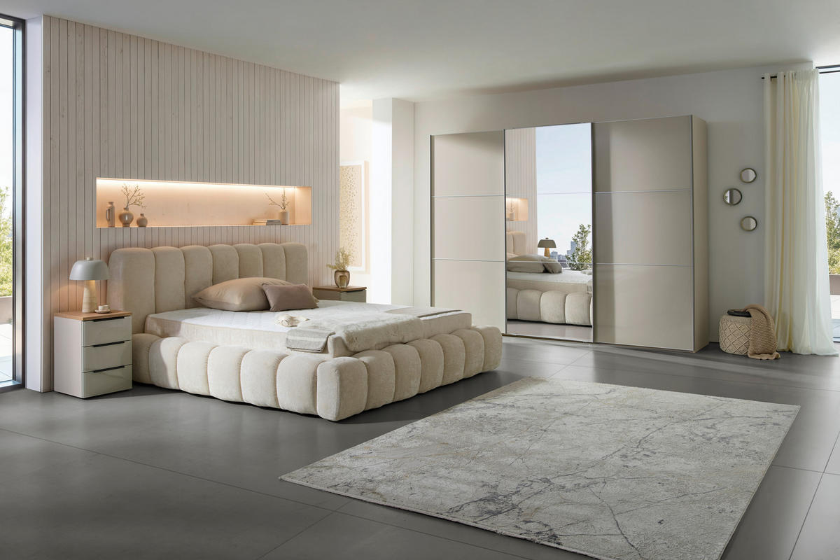 POLSTERBETT Lattenrost, Bettkasten 180/200 cm  in Creme  - Birkefarben/Creme, Trend, Holz/Kunststoff (180/200cm) - Esposa