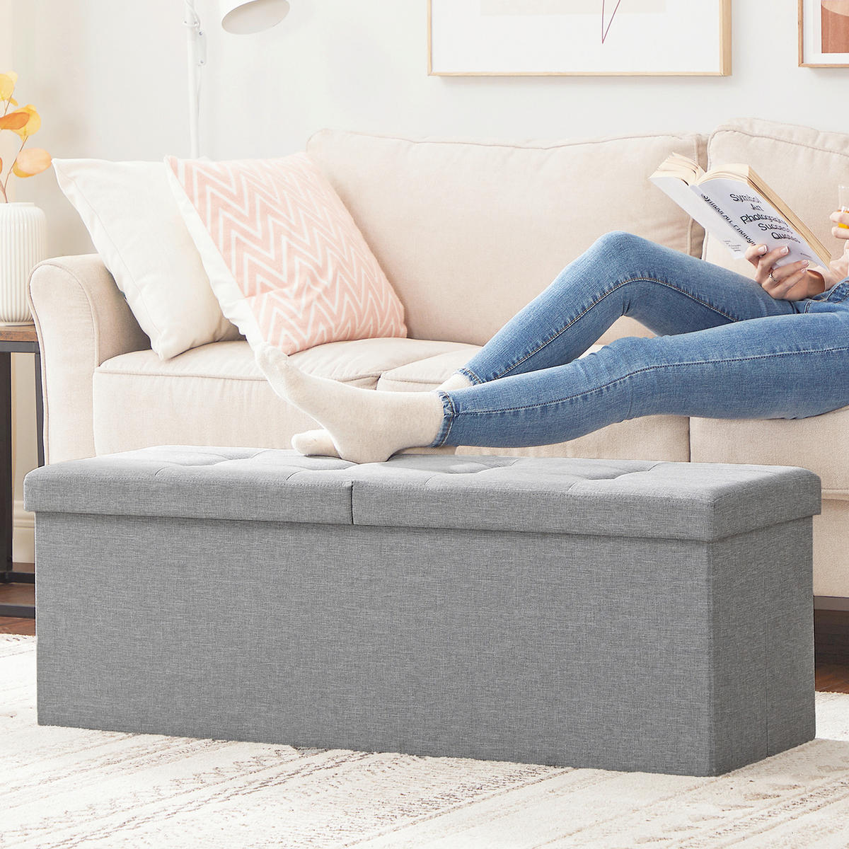 SITZBOX in Textil, Holzwerkstoff Grau  - Grau, Basics, Holzwerkstoff/Textil (110/38/38cm)