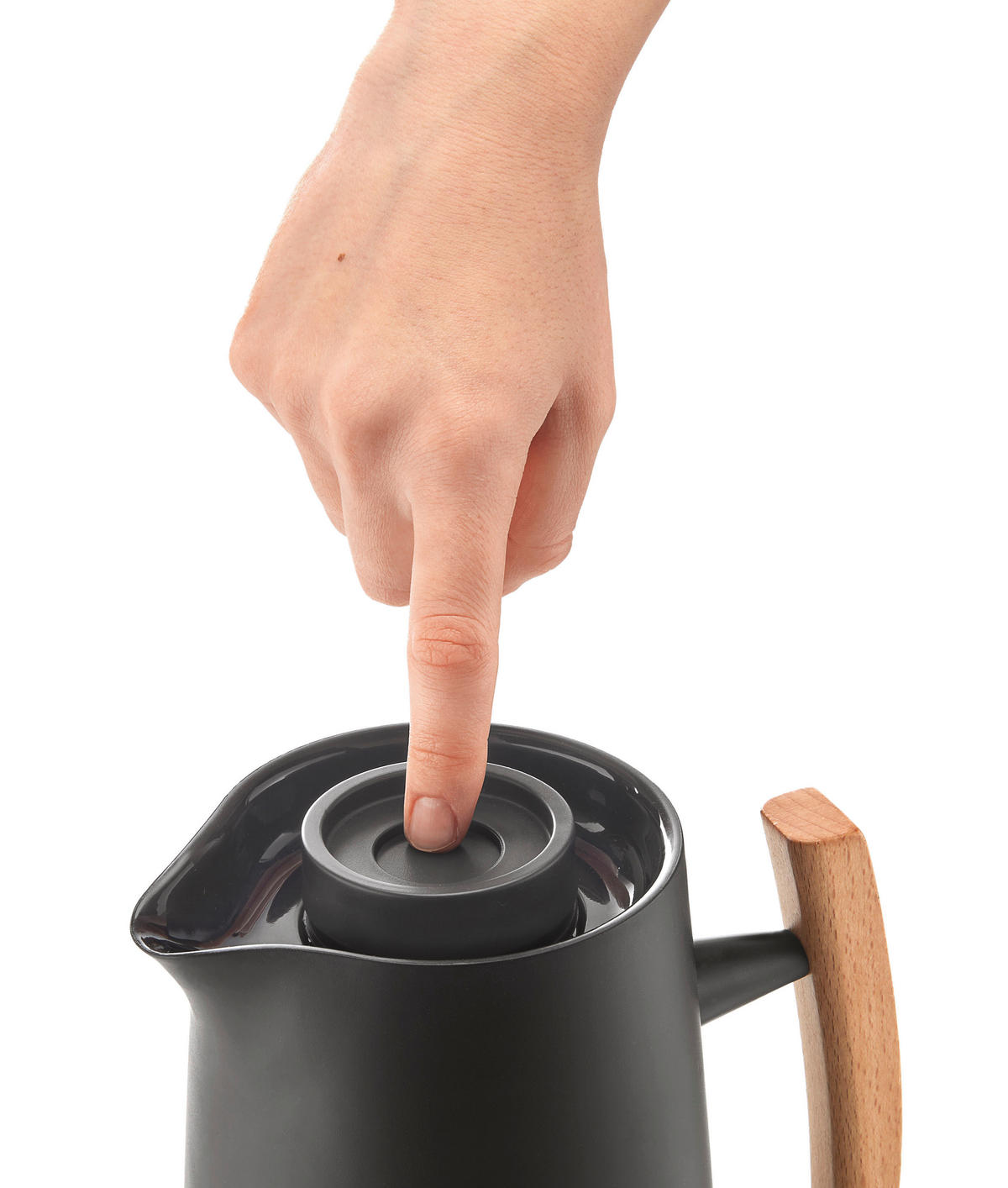 ISOLIERKANNE Icons 1 L  - Schwarz, Basics, Glas/Holz (18,3/13/25cm) - GUZZINI