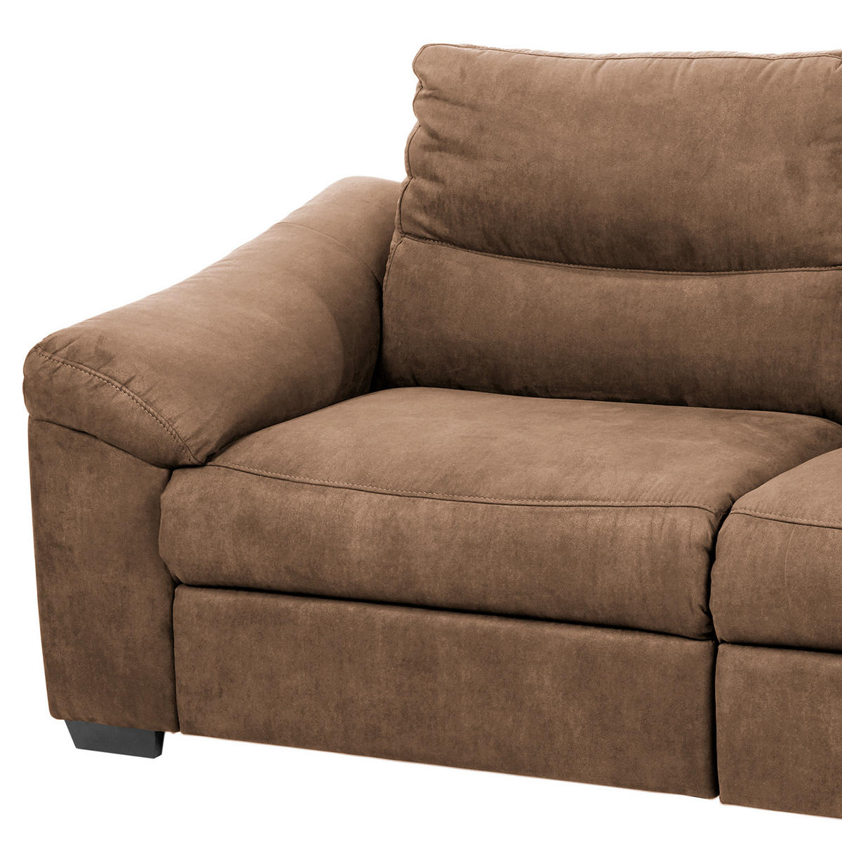 2,5-SITZER Flachgewebe Braun  - Schwarz/Braun, Design, Holz/Textil (214/97/97cm) - Livetastic