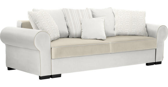 BIGSOFA in Textil Creme, Naturfarben - Creme/Braun, ROMANTIK / LANDHAUS, Kunststoff/Textil (256/74-90/106cm) - Hom`in