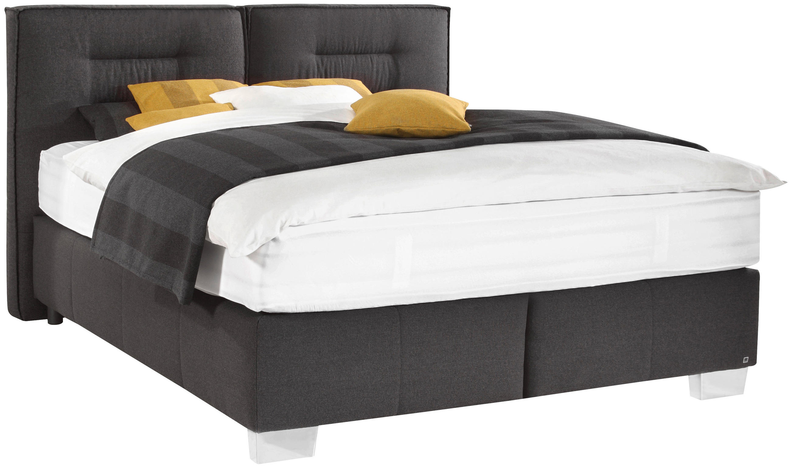 POSTELJA BOXSPRING 180 cm   x 200 cm  , tekstil črna  - črna/barve aluminija, Design, kovina/tekstil (180/200cm) - Dieter Knoll