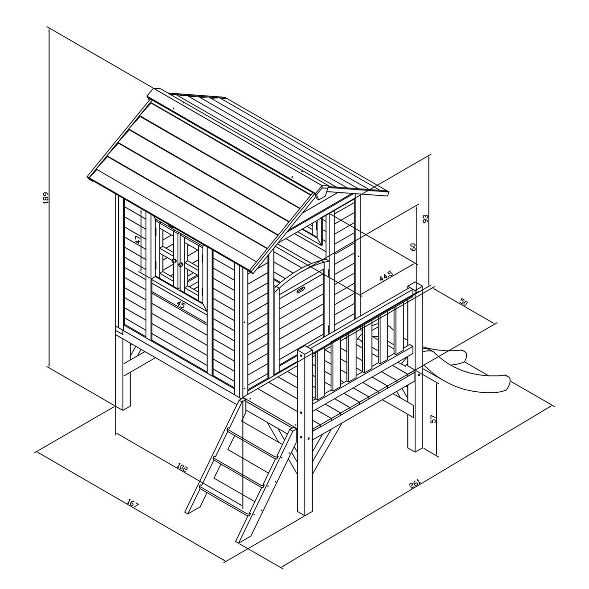 SPIELHAUS  - Rot/Weiß, KONVENTIONELL, Holz/Kunststoff (101/17/139cm) - Ambia Garden