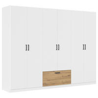 KLEIDERSCHRANK 271/210/54 cm,  in Weiß, Eiche Artisan, 6 Tür(en)  - Weiß/Eiche Artisan, Basics, Holzwerkstoff/Metall (271/210/54cm) - Rauch Möbel