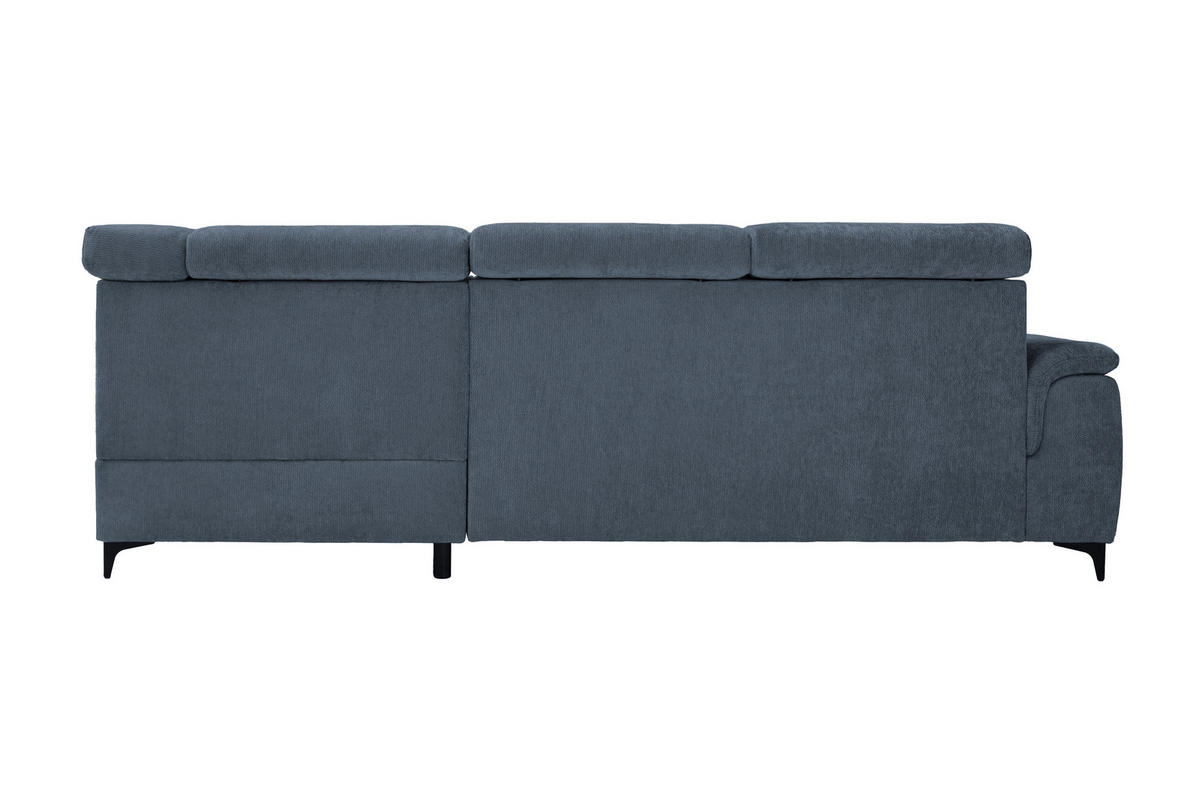 ECKSOFA Dunkelblau Chenille Bettkasten, Schlaffunktion, Rücken echt, Kopfteilverstellung, Liegefläche im Originalstoff  - Schwarz/Dunkelblau, KONVENTIONELL, Textil/Metall (265/206cm) - Carryhome