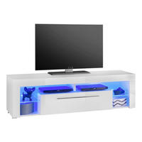 TV ELEMENT bijela   - bijela/boje aluminija, Design, staklo/drvni materijal (153/44/44cm) - MID.YOU