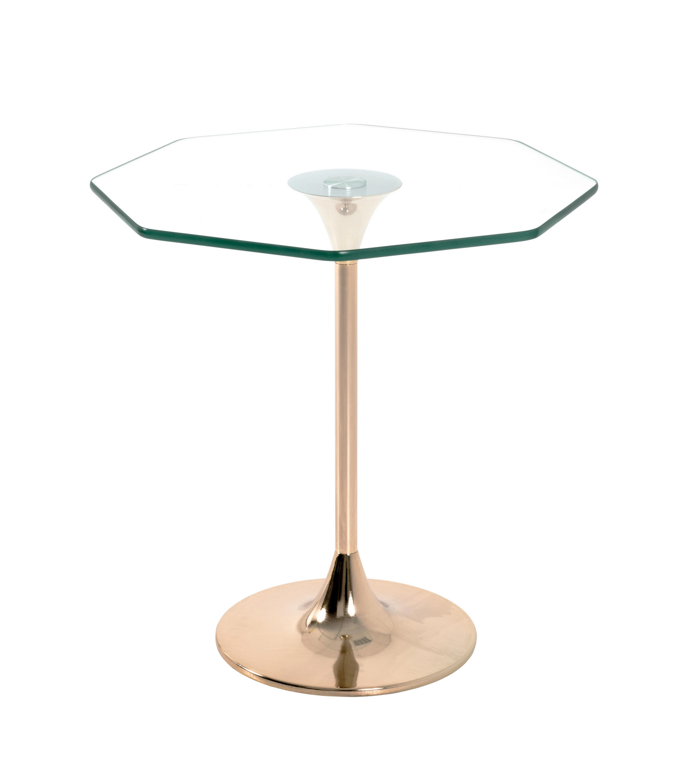 BEISTELLTISCH 45/45/47 cm Goldfarben achteckig  - Goldfarben, Basics, Glas/Metall (45/45/47cm)