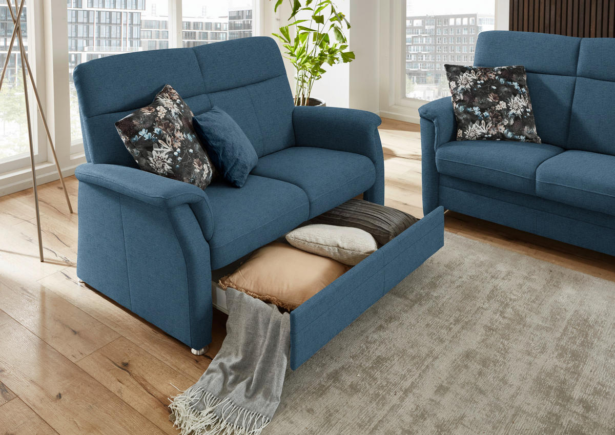 SITZGARNITUR Flachgewebe Blau  - Blau/Alufarben, Konventionell, Textil/Metall (142-194/100/89cm) - Beldomo Comfort