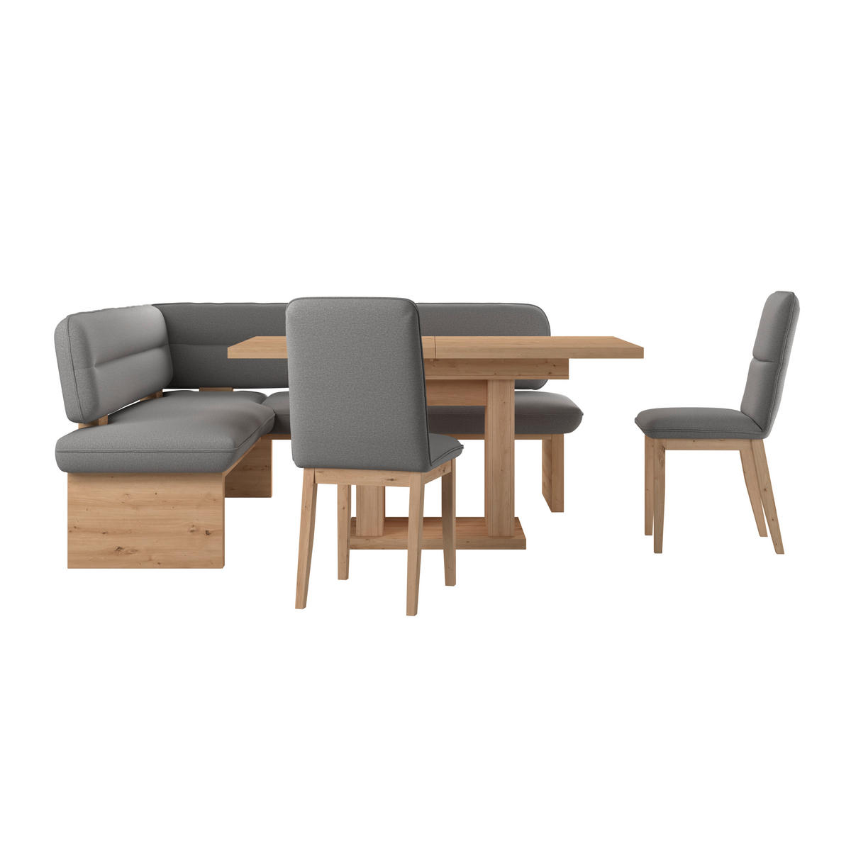 ECKBANK 170/212 cm Webstoff Dunkelgrau Eiche Sperrholz   - Eichefarben/Dunkelgrau, KONVENTIONELL, Holz/Textil (170/212cm) - Livetastic