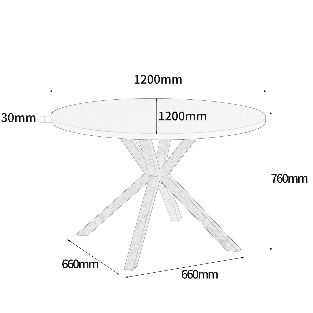 JEDILNA MIZA, bela  - bela/naravne barve, Moderno, kovina/leseni material (120/120/76cm) - MID.YOU