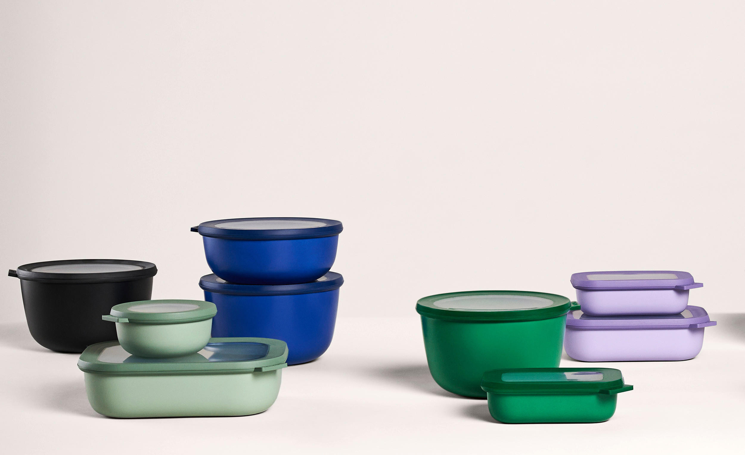 VORRATSDOSENSET  - Mintgrau/Klar, KONVENTIONELL, Kunststoff (25,0/20,0/7,0cm) - Mepal