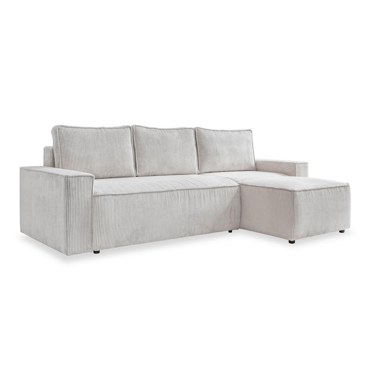 ECKSOFA in Cord Beige  - Beige/Schwarz, Design, Kunststoff/Textil (250/156cm) - MID.YOU