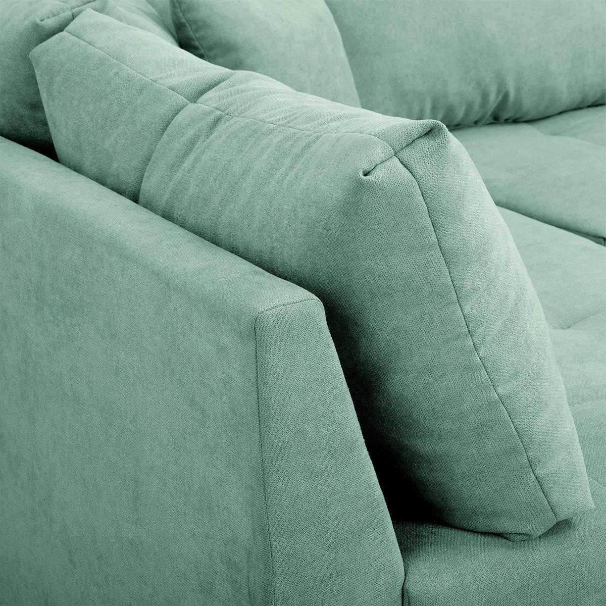 ECKSOFA inkl. Hocker Ariella in Mikrofaser Mintgrün  161/231 cm  - Naturfarben/Mintgrün, Design, Holz/Textil (161/231cm) - Livetastic