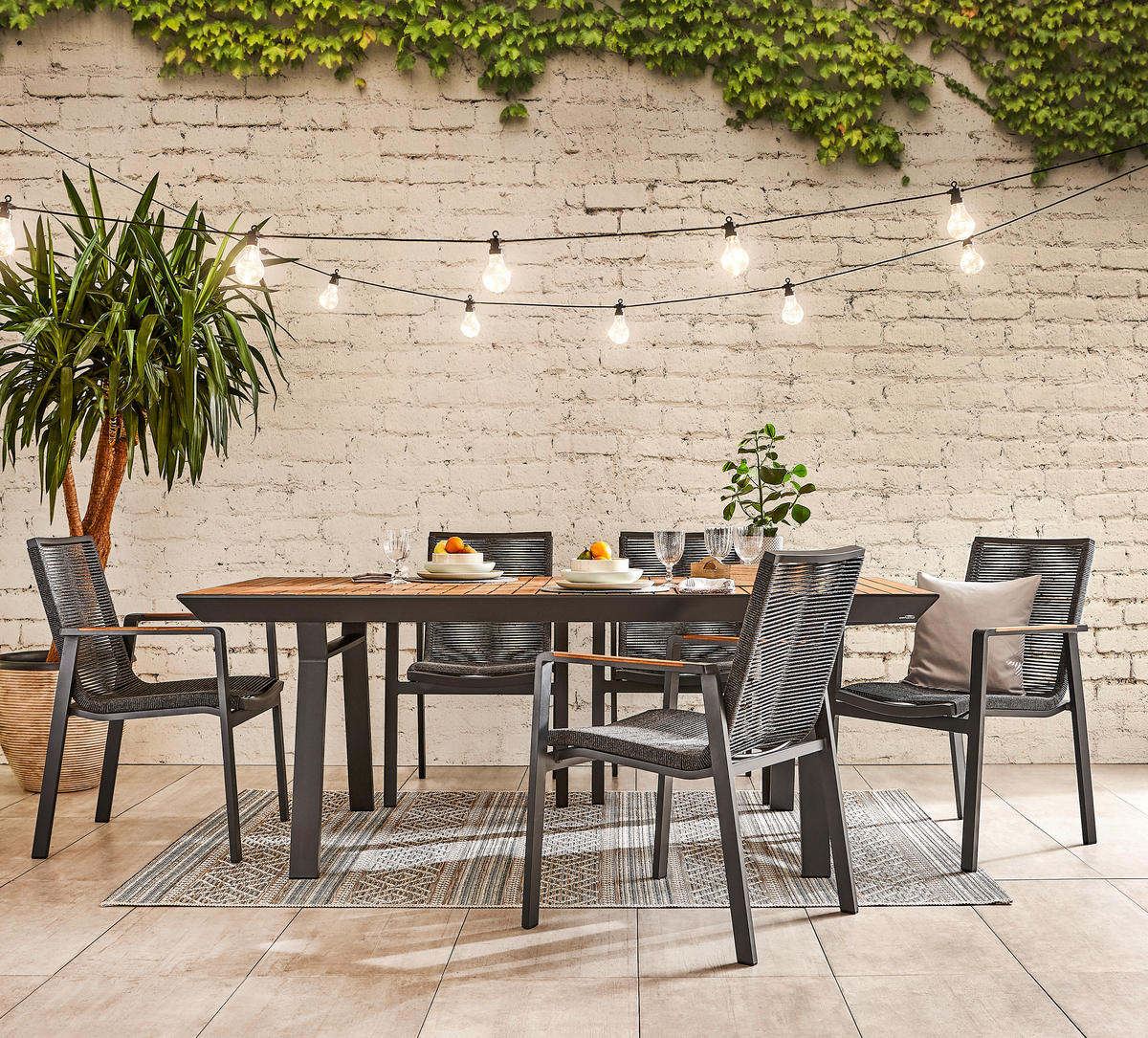 STOL VRTNI  antracit, boje tikovine  drvo, metal      - boje tikovine/antracit, Design, drvo/metal (200/100/75cm) - Amatio