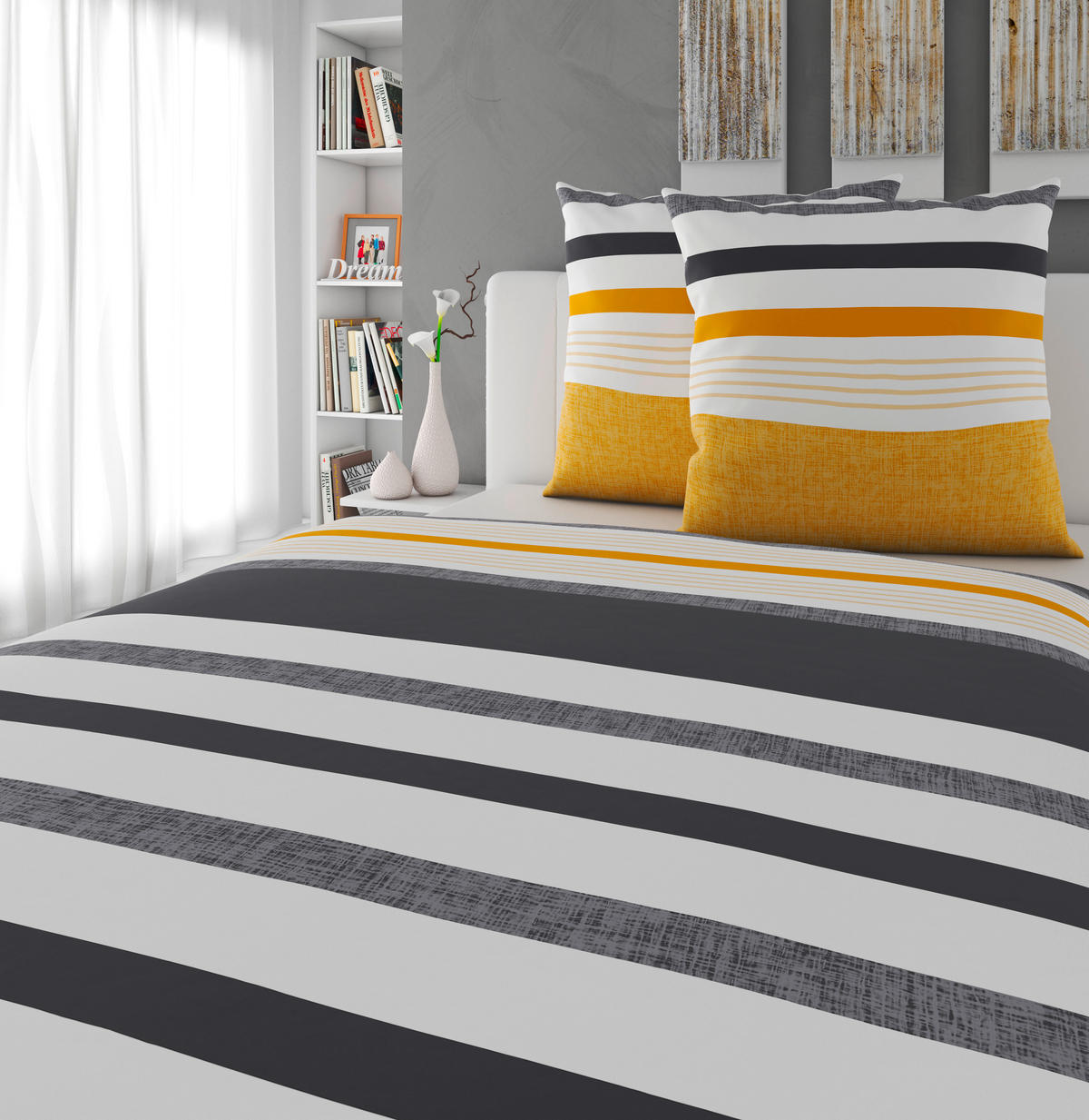 BETTWÄSCHE Elis Renforcé 200/200 cm  - Gelb, KONVENTIONELL, Textil (200/200cm) - Novel