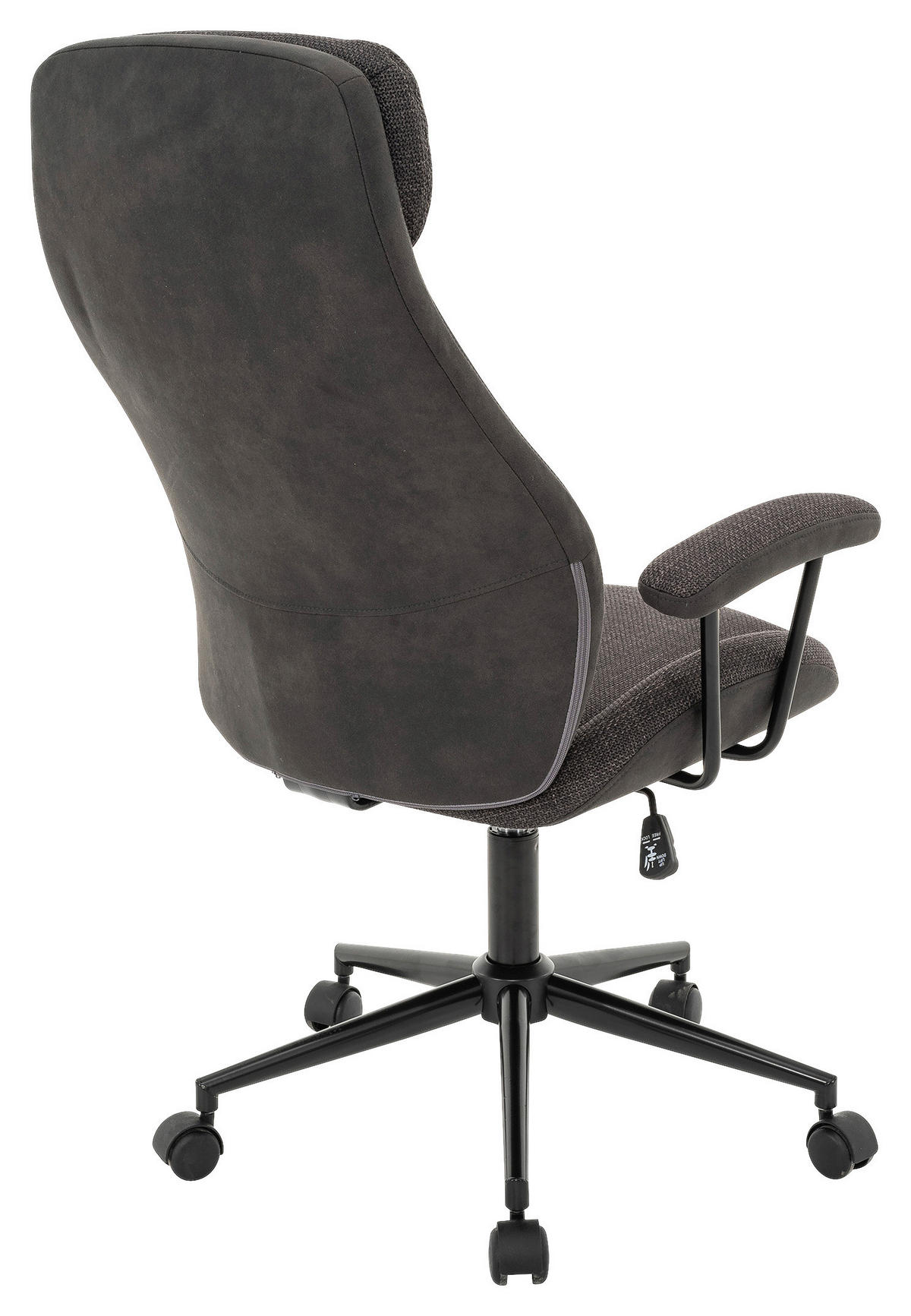 CHEFSESSEL Webstoff Grau  - Schwarz/Grau, MODERN, Kunststoff/Textil (64/103-113/66cm) - MID.YOU