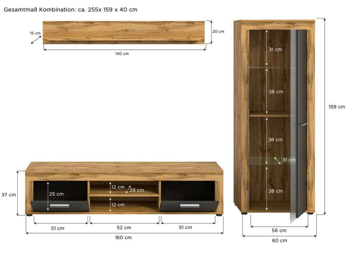 WOHNWAND  in  235/159/35 cm  - Design (235/159/35cm) - MID.YOU