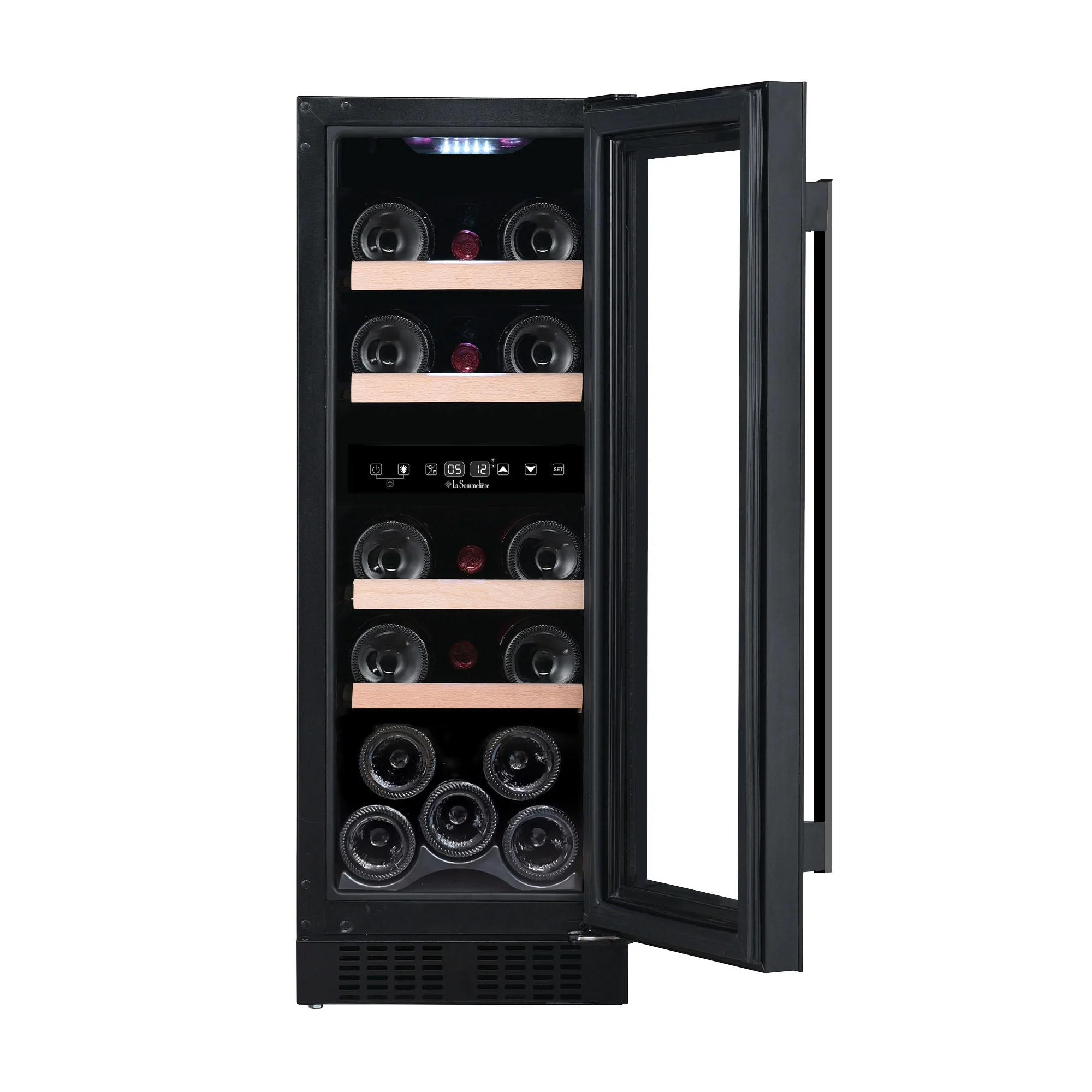 WEINKÜHLSCHRANK LSBU18DZ  - Schwarz, Basics, Glas/Holz (29,5/81,5/55,5cm)
