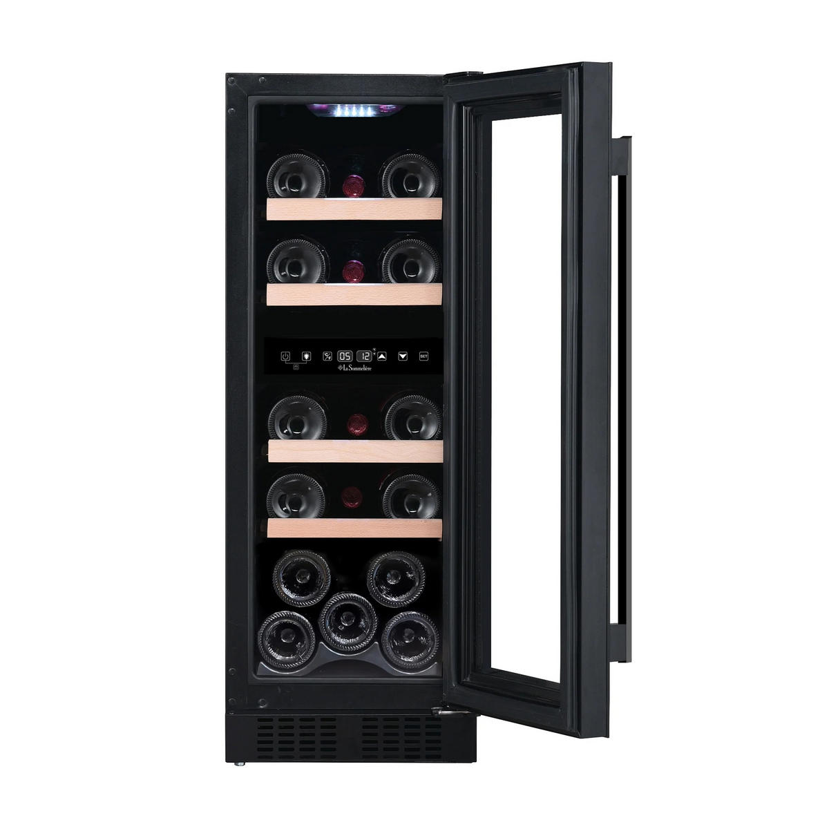 WEINKÜHLSCHRANK LSBU18DZ  - Schwarz, Basics, Glas/Holz (29,5/81,5/55,5cm)