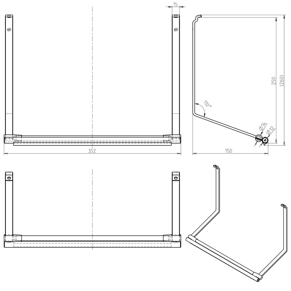 KÜCHENROLLENHALTER - Schwarz, Basics, Metall (35,2/26/15cm) - HKT