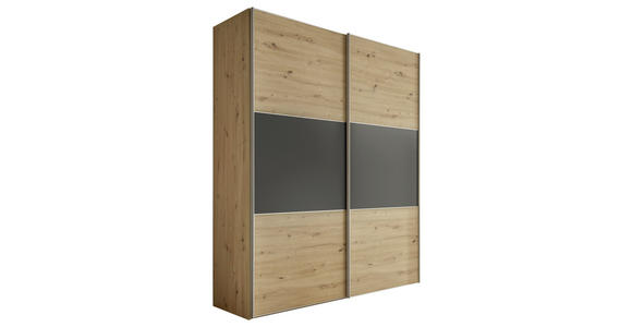 SCHWEBETÜRENSCHRANK 167/222/68 cm 2-türig Anthrazit, Eiche Artisan  - Anthrazit/Alufarben, Holzwerkstoff/Metall (167/222/68cm) - Moderano