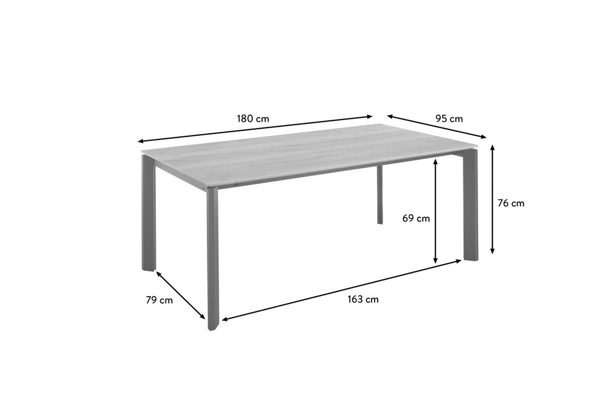 ESSTISCH rechteckig Schwarz, Eichefarben  - Eichefarben/Schwarz, Basics, Holzwerkstoff/Metall (180/95/76cm) - Celina Home