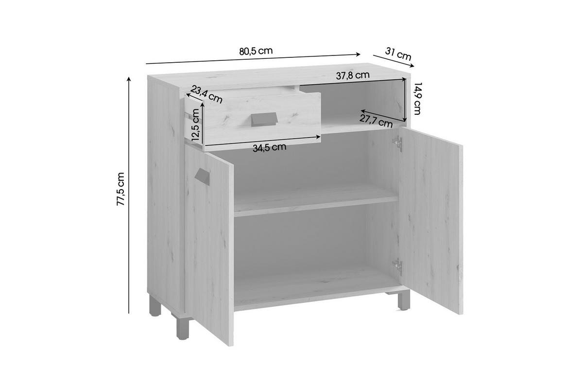 UNTERSCHRANK 80,5/77,5/31 cm   - Schwarz/Weiß, MODERN, Holzwerkstoff/Kunststoff (80,5/77,5/31cm) - MID.YOU